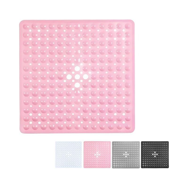 53x53cm Extra Quadratische, Schimmelresistente, Pinkfarbene, Rutschfeste Badematte Mit Saugnäpfen Und Abflusslöchern, Maschinenwaschbar, Geeignet Für Kinder Und Senioren