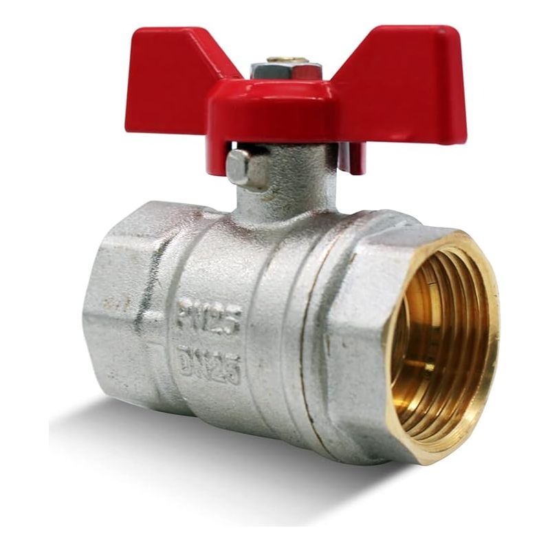 3/4"-absperrklappe Mit Schmetterlingsmotiv, Innengewinde-innengewinde, Messing, Roter Griff, Für Luftkompressoren, Gasschläuche, Sanitärarmaturen, Gartenarmaturen