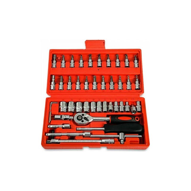46-in-1-werkzeugset Mit Schraubendrehern, Steckschlüsseln Und Einem Multifunktionskoffer. Unverzichtbar Für Heimwerkerprojekte. Reparaturset Für Zuhause Und Büro.