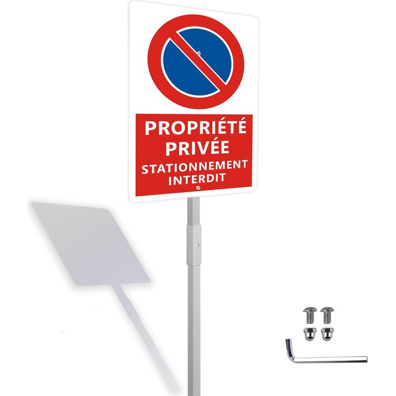 „privatgrundstück – Parken Verboten“-schild Mit Erdspieß, Zutritt Zum Privatgrundstück Untersagt, Sicherheitsschild 20 X 30 Cm, 1 Mm Aluminium