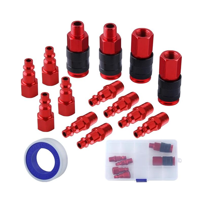 Speedwox 14-teiliges 1/4" Npt Aluminium-luftkupplungs- Und Stecker-set Schnellkupplungs-luftschlauchanschlüsse Zum Stecken Für Druckluftwerkzeuge Und Luftkompressoren Mit 1/4-zoll-npt-gewinde