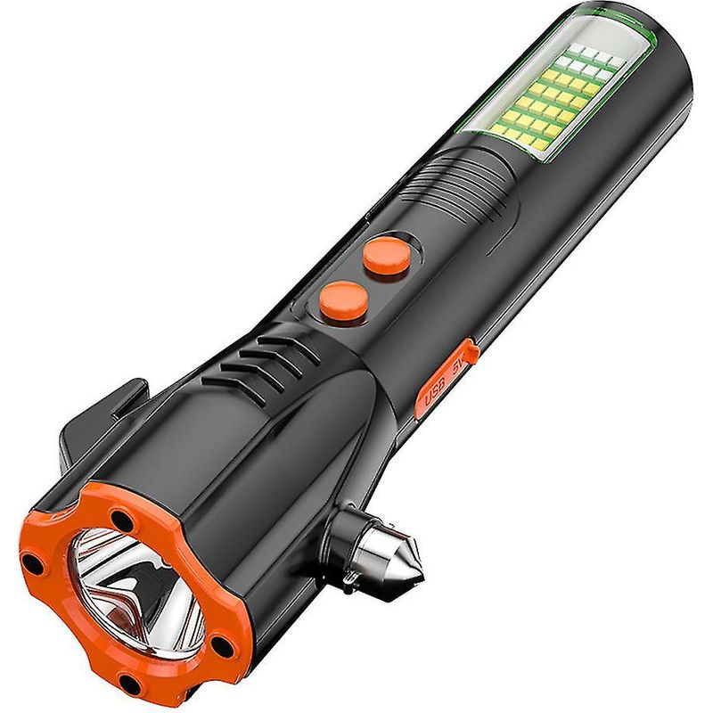 Led-solartaschenlampe, Glasbrecher, Akustischer Und Optischer Alarm, Usb-anschluss, Für Outdoor-aktivitäten, Camping Und Wandern.