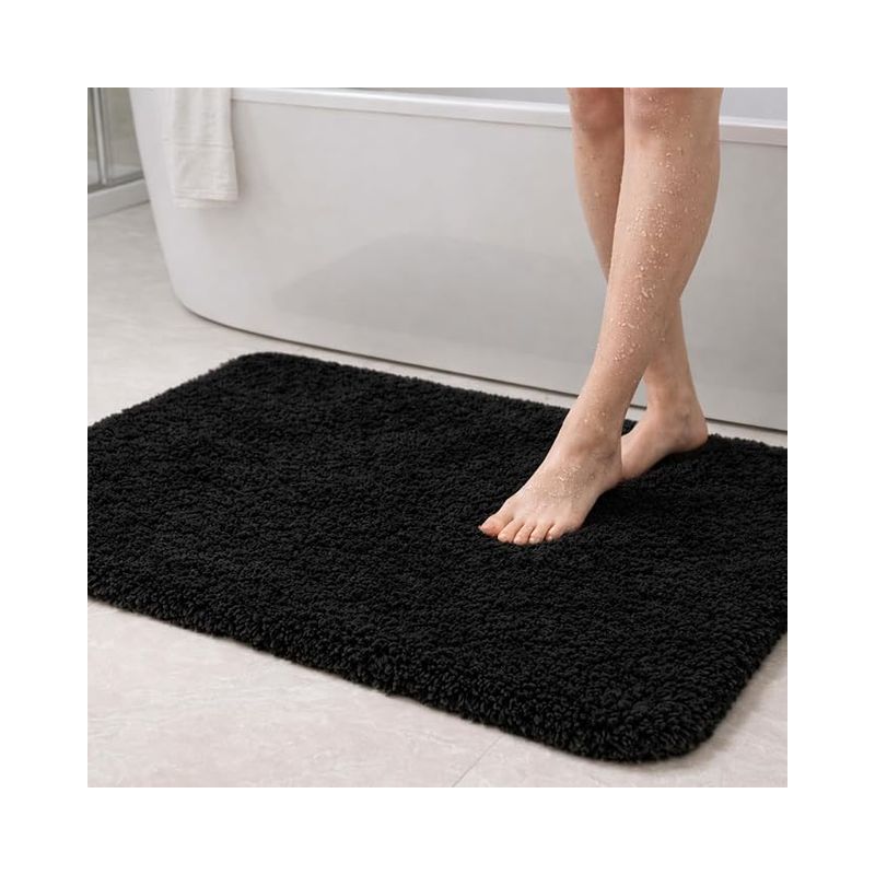 Saugfähige Mikrofaser-badematte Mit Weichen Borsten Und Thermoplastischer Gummirückseite – Maschinenwaschbar – Für Dusche, Badewanne, Wc Und Gästebad – Schwarz, 90 X
