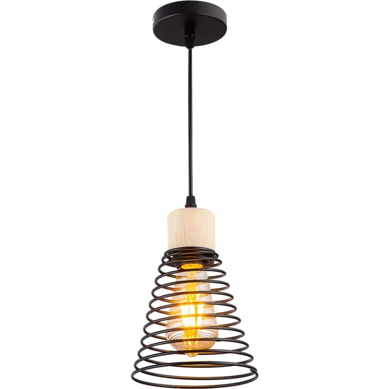 Vintage-tischleuchte Aus Metall Und Holz Im Retro-stil, Schwarz, Verstellbar, Moderner Tischaufhänger Für Esszimmer, Küche, Wohnzimmer, Bar, Restaurant, Durchmesser 15 Cm