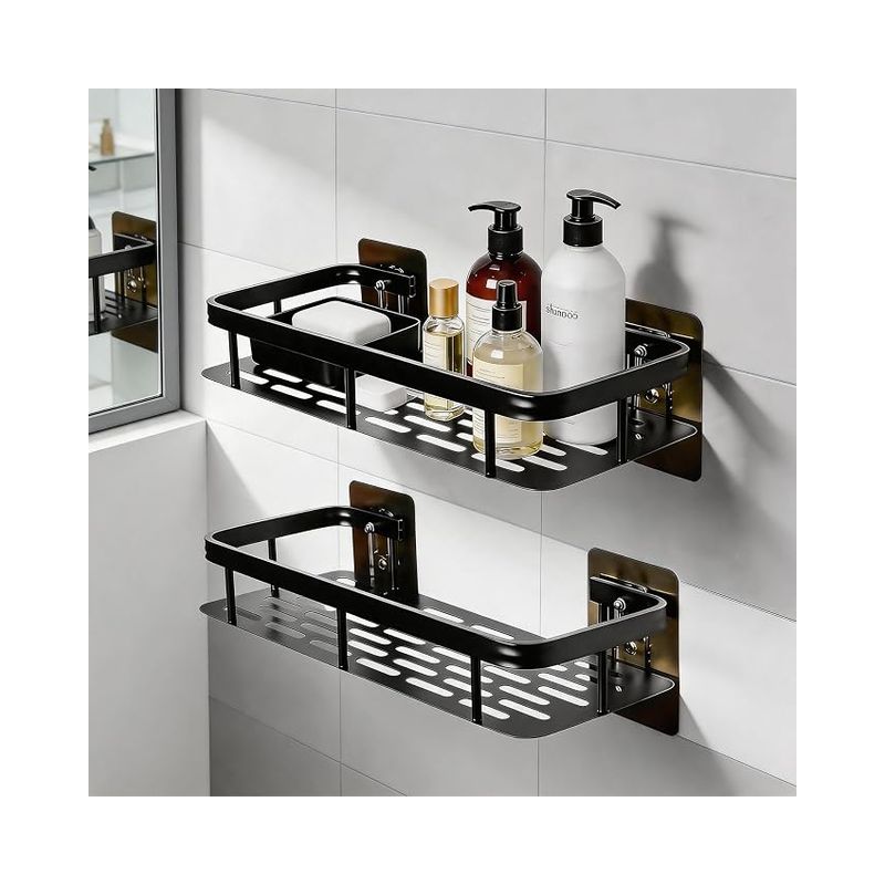 Wandregale Fürs Badezimmer, Duschablage Aus Metall, Shampoo-halter Mit Abflussloch, Wandregal Für Badezimmer, Eingangsbereich, Wohnzimmer