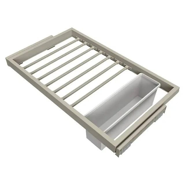 Set Aus 7 Hosenträgern, 1 Tablett Und 1 Sanft Schließenden Gleitrahmen Für Kleiderschränke, Verstellbar, Modul 800mm, Steingrau - Emuca