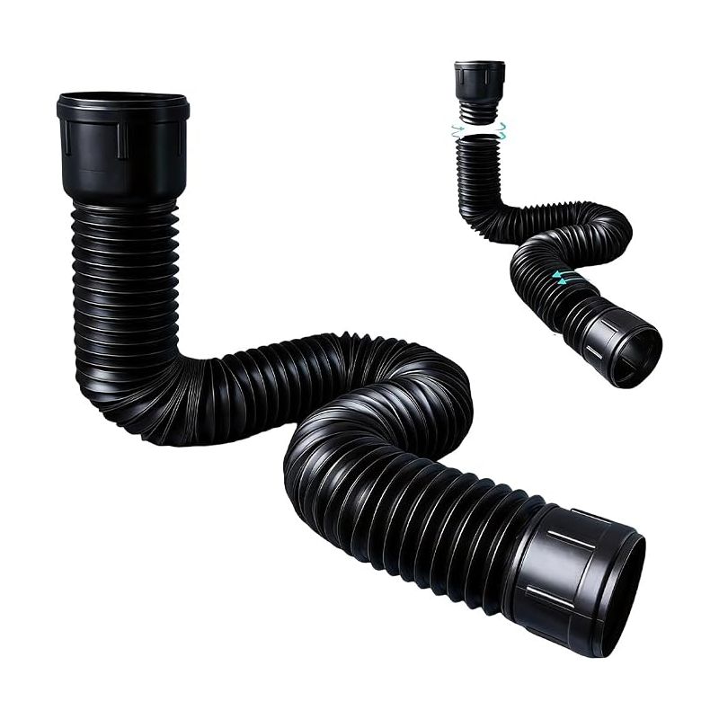 Flexible Dachrinnenverlängerung, 80/100 Mm Flexible Fallrohrverlängerung, Rundes Verlängerungsset, Verstellbare Flexible Dachrinnenverlängerung Von 47 Bis 150 Cm, Schwarz