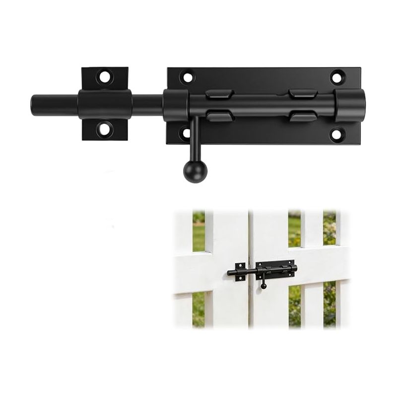 Schiebetürschloss Aus Edelstahl 304 Mit Öse Für Vorhängeschloss, Türriegel Für Außentüren, Matt Schwarz, 105 Mm, Für Tore Und Zäune