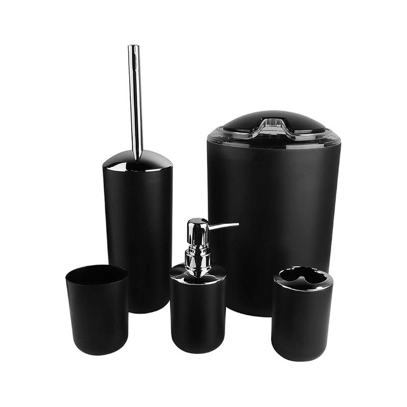Badezimmeraccessoires Zahnbürstenhalter Abfalleimer Toilettenbürstenhalter Seifenspender (schwarz)