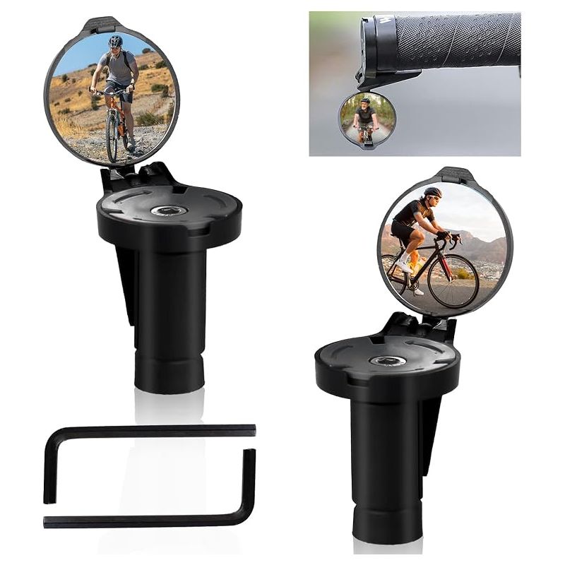 Klappbarer Fahrradspiegel, Hd-lenkerspiegel, 360° Schwenkbar Und Verstellbarer Konvexspiegel Für E-bikes, Rennräder Und Mountainbikes, 16–22 Mm Durchmesser, Schwarz, Inklusive Schrauben Und Inbusschlü