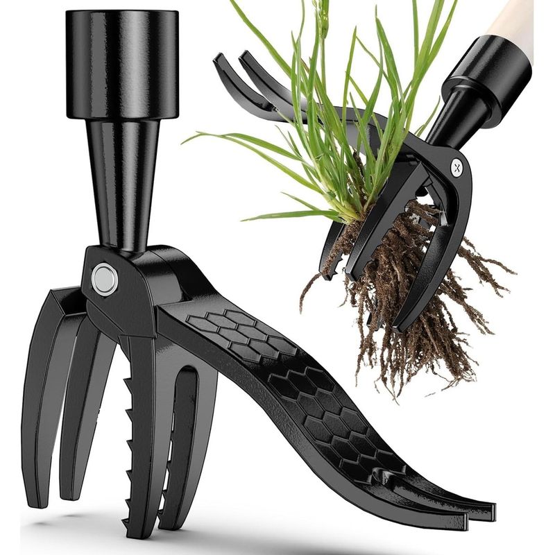 Vertikales Unkrautstechermesser Aus Aluminium Mit 4 Zinken Und Einem Einzelnen Kopf, 14,4 X 13,8 X 3 Cm, Für Die Gartenpflege, Schwarz