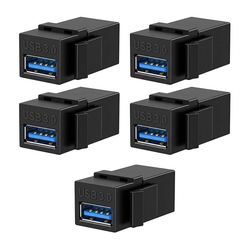 Usb 3.0 A Keystone-adapter (buchse-buchse) Für Wanddosen, Patchpanels Und Netzwerkanschlüsse (schwarz)