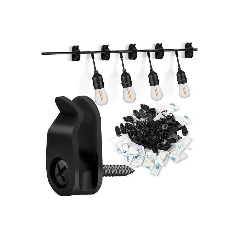 Schraubhaken, Lichterkettenclips Für Den Außenbereich, Klebeband, Q-hanger-aufhängehaken, Lichterketten, Weihnachtsdekoration, Schwarz
