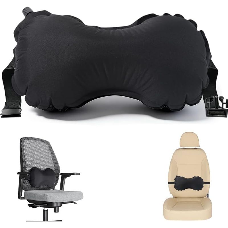 Aufblasbares Lendenkissen Mit Gurt, Tragbares Lendenkissen, Verstellbares Rückenstützkissen Für Autositze, Bürostühle Und Gaming-stühle, Zum Ausruhen, Reisen Und Arbeiten