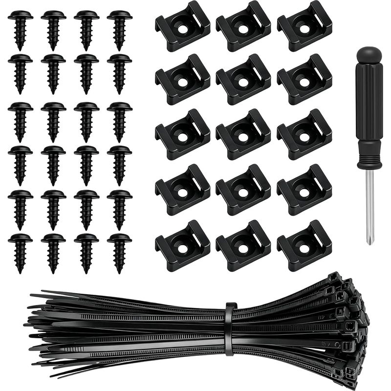 110 Stück Kabelbefestigungssockel, Kabelbinder Und Nylon-kabelbinder (schraubbefestigung) Für Das Kabelmanagement Zu Hause Und Im Büro