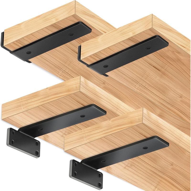 Set Mit 4 Regalträgern, Stabile L-förmige Wandregalträger, Unsichtbare Regalträger, Schwebende Regalträger Für Schlafzimmer, Büros, Küchen, Tragkraft Von C