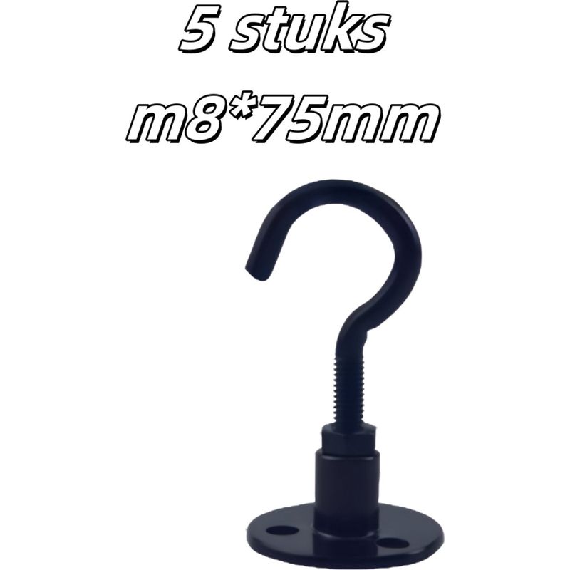 Set Mit 5 Schwarzen Deckenhaken M8x75 Mm Für Die Inneneinrichtung Und Zum Aufhängen