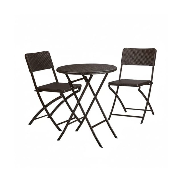 Relaxdays Gartenmöbel Set Bastian, Klappbar, 3-teilig, Rattan-optik, Klein, Hbt Tisch: 75,5 X 60 X 60 Cm, Braun