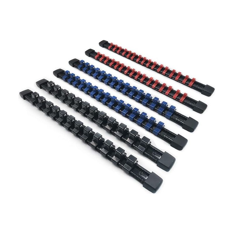 6-teiliger Steckschlüsselhalter (1/2" (12,7 Mm), 3/8" (10 Mm), 1/4" (6,3 Mm)), Aufbewahrungsschiene Mit 86 Clips, Geeignet Für Metrische Und Sae-steckschlüssel, Organizer Für Werkzeugkasten, Garage Un