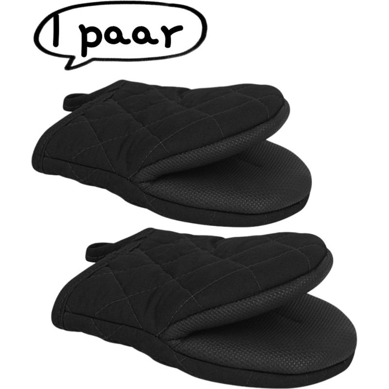 Paar Rutschfeste, Hitzebeständige Schwarze Küchenhandschuhe