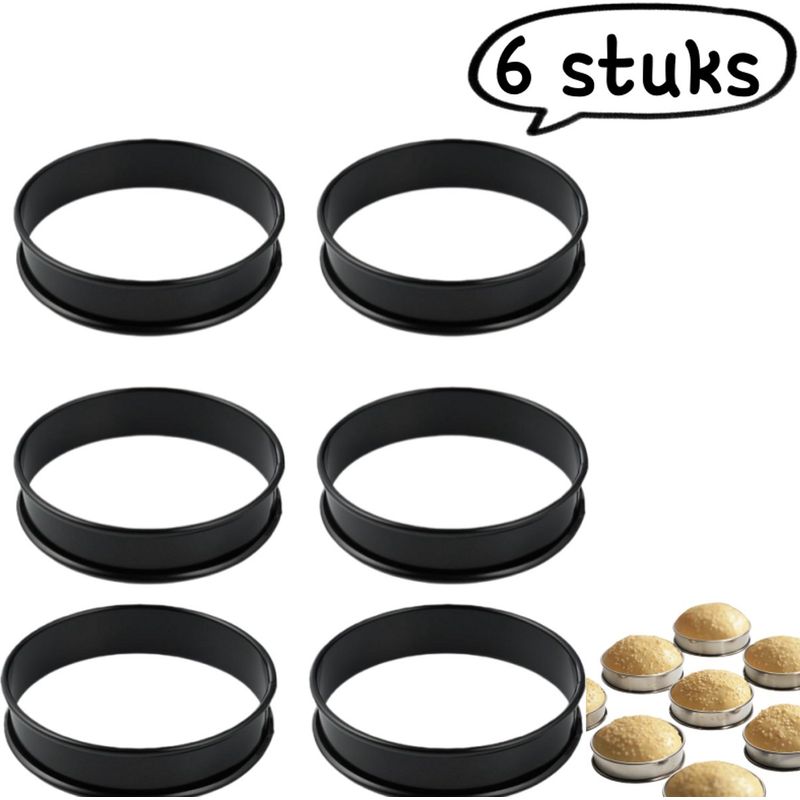 Set Mit 6 Edelstahl-muffinformen, 10,5 Cm Durchmesser, Zum Backen, Schwarz