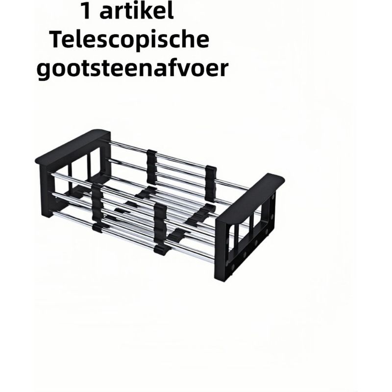 Multifunktionaler Teleskop-abtropfkorb Für Spüle, Obst, Gemüse, Schüsseln, Essstäbchen Und Teller, Kompakte Größe, Schwarz