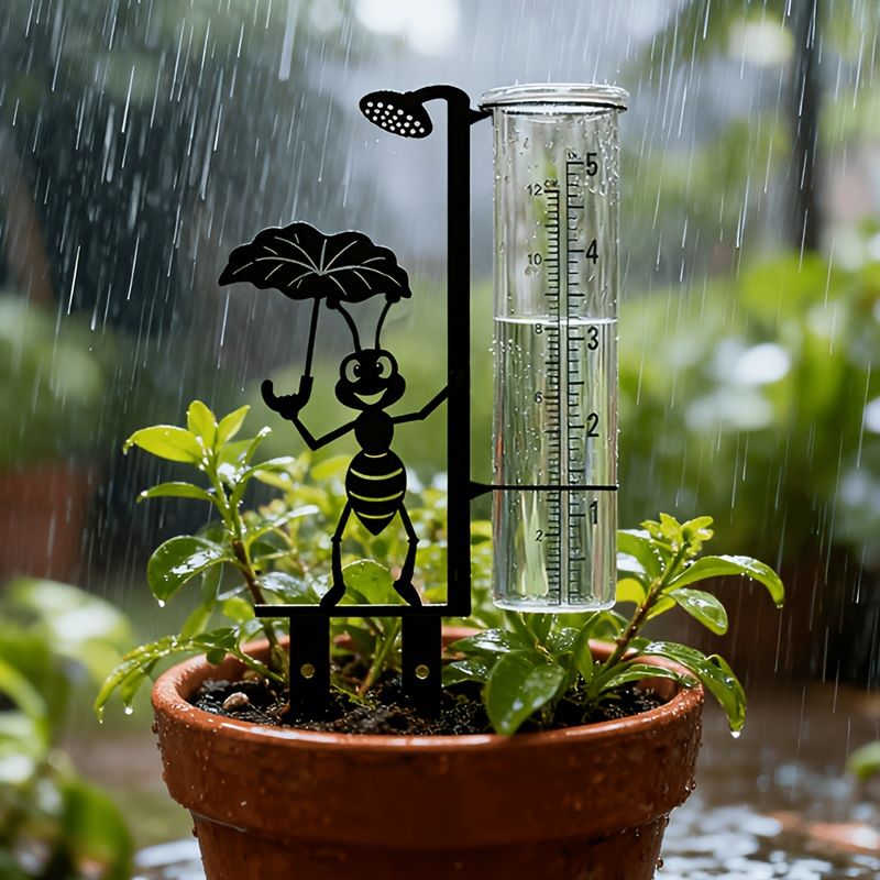 Robuster Regenmesser Aus Metall Und Glas Für Den Garten, Ideal Als Wetterinstrument Für Garten, Rasen Und Terrasse, Gut Ablesbar, Schwarz