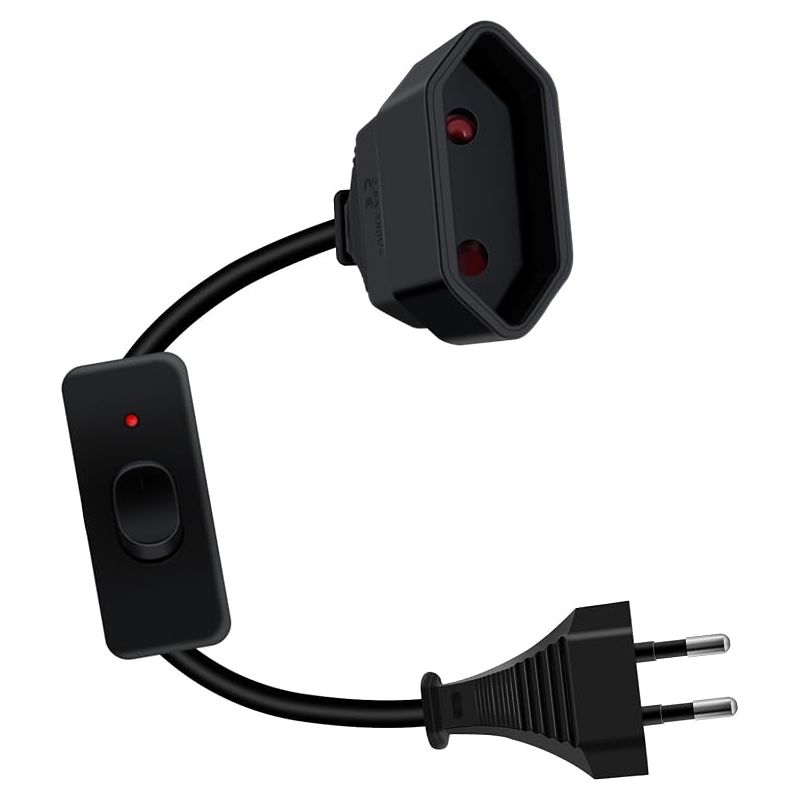 Verlängerungskabel Mit Schalter, Stromkabel Für Den Innenbereich, Pc, Tv, Monitor, Schwarz, 1 M