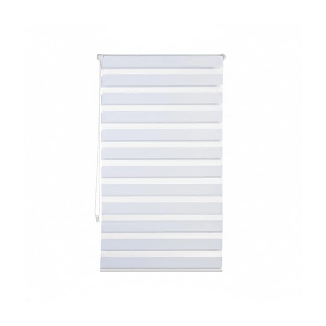 Relaxdays - Doppelrollo Klemmfix Ohne Bohren, Seitenzugrollo Mit Streifen, Duo-rollo Für Fenster, Stoff 76x156 Cm, Weiß