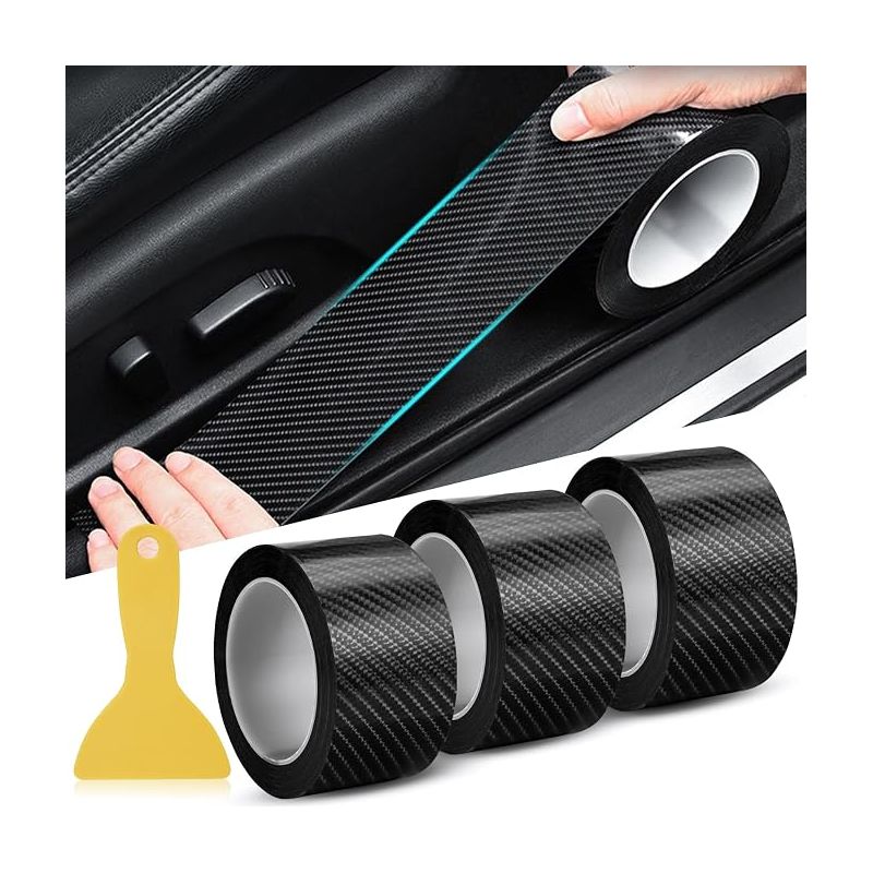Kratzfeste Carbonfaserfolienrollen, Selbstklebende Einstiegsleisten Zum Schutz Des Fahrzeugs, Glänzend Schwarz (5 Cm X 10 M/rolle)