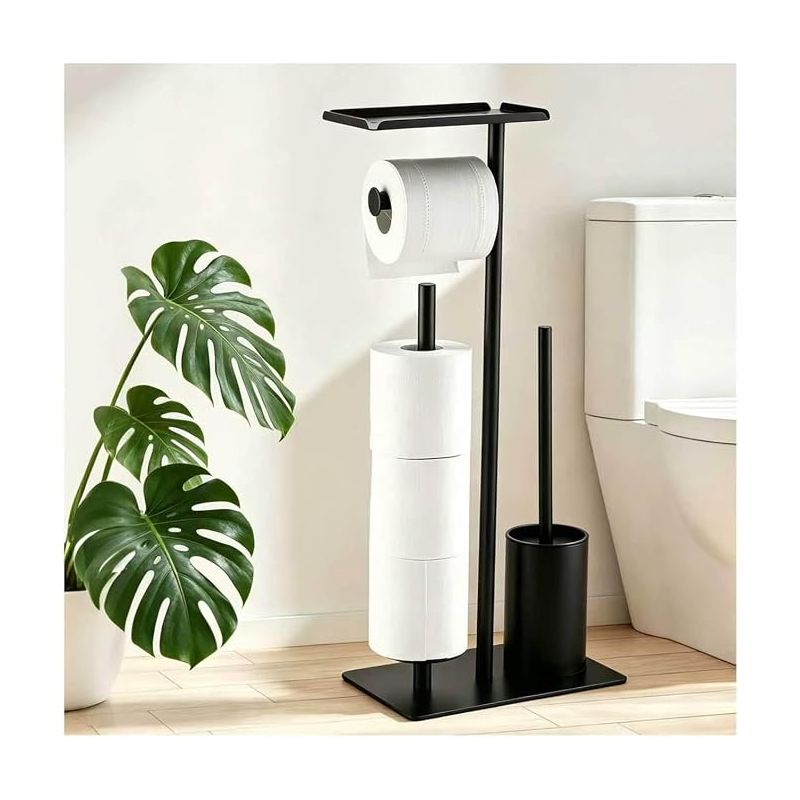 Toilettenpapierhalter Mit Ständer, Toilettenbürste, Rutschfester Toilettenpapierhalter Für 4 Rollen