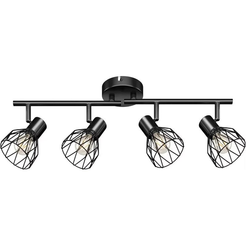 4-flammige E14-led-deckenleuchte – 350° Verstellbar – Rundes Schwarzes Design – Geeignet Für Küche Und Wohnzimmer