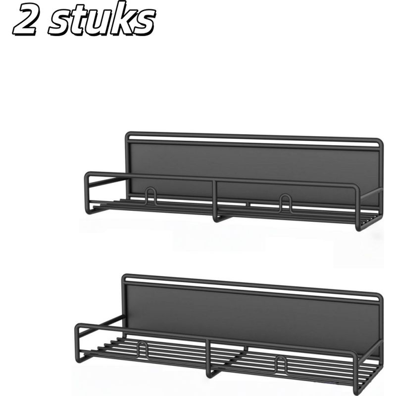 Wandmontiertes Gewürzregal Ohne Bohren Für Küche, Kühlschrank Und Schrank Mit Praktischer Aufbewahrungsmöglichkeit, Schwarz.