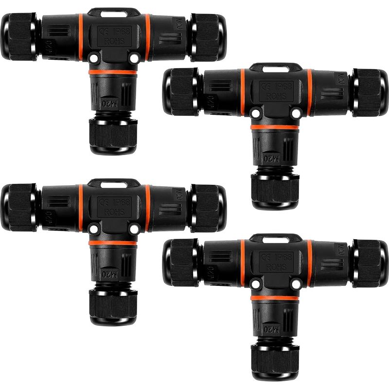 Wasserdichter Elektrischer Verbinder, Ip68 3-adrig, 4-teilig, Wasserdichter T-förmiger Verbinder, Wasserdichte 3-adrige Anschlussdose, Kabelverbinder Für Den Außenbereich Ø 3–12 Mm Für Garten Und Auße