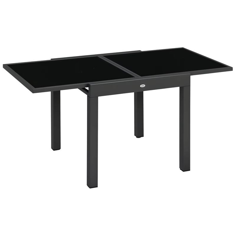 Ausziehbarer Gartentisch – 80–160 X 80 X 75 Cm – Tischplatte Aus Aluminium Und Glas – Für Garten Und Terrasse