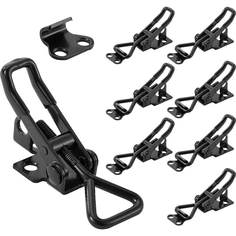 8x Schwarze Metallfederverriegelung, Schnellverschluss, Kippriegel, Anhängerschloss, Hebelverriegelung, Kippriegel Für Schränke, Schubladen Und Fenster