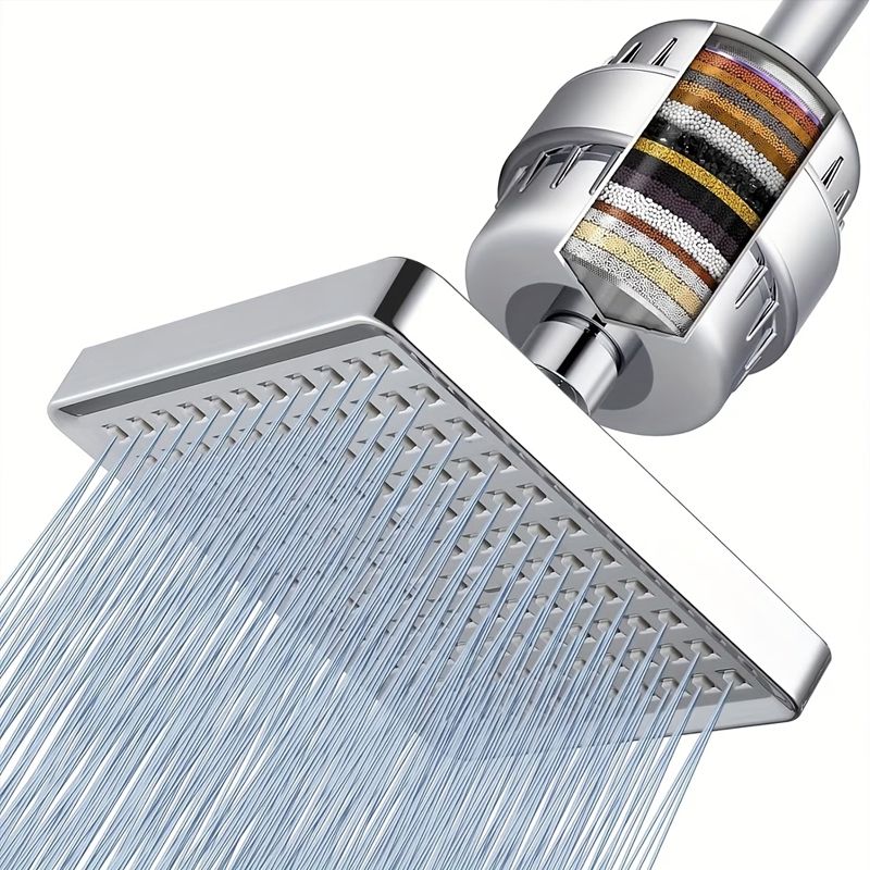 Hochdruck-duschkopf Mit Filter – Quadratischer Regenduschkopf Mit 15-stufigem Filtersystem Für Hartes Wasser Und Gegen Verunreinigungen