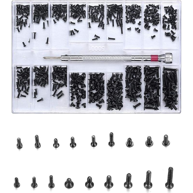 Inhhub 500 Mikro-reparaturschrauben, Sortimentsset Mit Mini-selbstbohrschrauben Aus Edelstahl, Elektronik-selbstbohrschrauben Für Brillen, Laptops, Schmuck Und Uhrenreparaturen