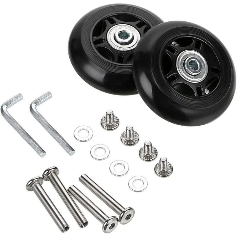 Inhhub 2-teiliges Kofferrollen-reparaturset Mit Lagern Für Gepäckkoffer, 70 × 24 Mm, Schwarz - Inhhub