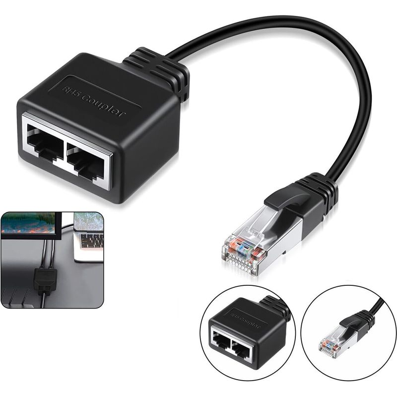 Rj45-splitter-adapter, Rj45-koppler, Lan Rj45 Ethernet-splitter 1 Auf 2 Kabeladapter, Netzwerkkabel-splitter-adapter Für Cat5, Cat5e, Cat6, Cat7 Ethernet