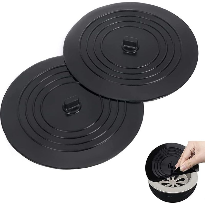 2-teiliger Küchenabflussstopfen, Silikon-saugnapfstopfen, Badewannenstopfen, Für Küche, Bad Und Waschküche, Universal-abflussstopfen, Schwarz, 15 Cm
