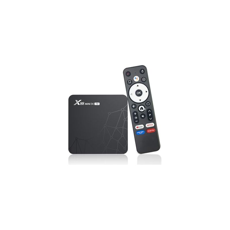 Android Tv Box Mit 14,2 Gb Ram Und 16 Gb Rom, 4k Hdr10-auflösung, Rk3518 Quad-core-prozessor, 100-mbit/s-ethernet, Wi-fi 6/bluetooth 5.2 Und Spanischer Sprachsteuerung