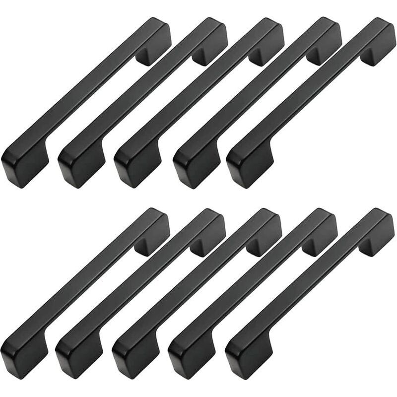 10 Möbelgriffe, 96 Mm Lochabstand – Schwarze Küchentürgriffe, Stangengriffe, Schwarze Küchengriffe 96 Mm – Inhhub
