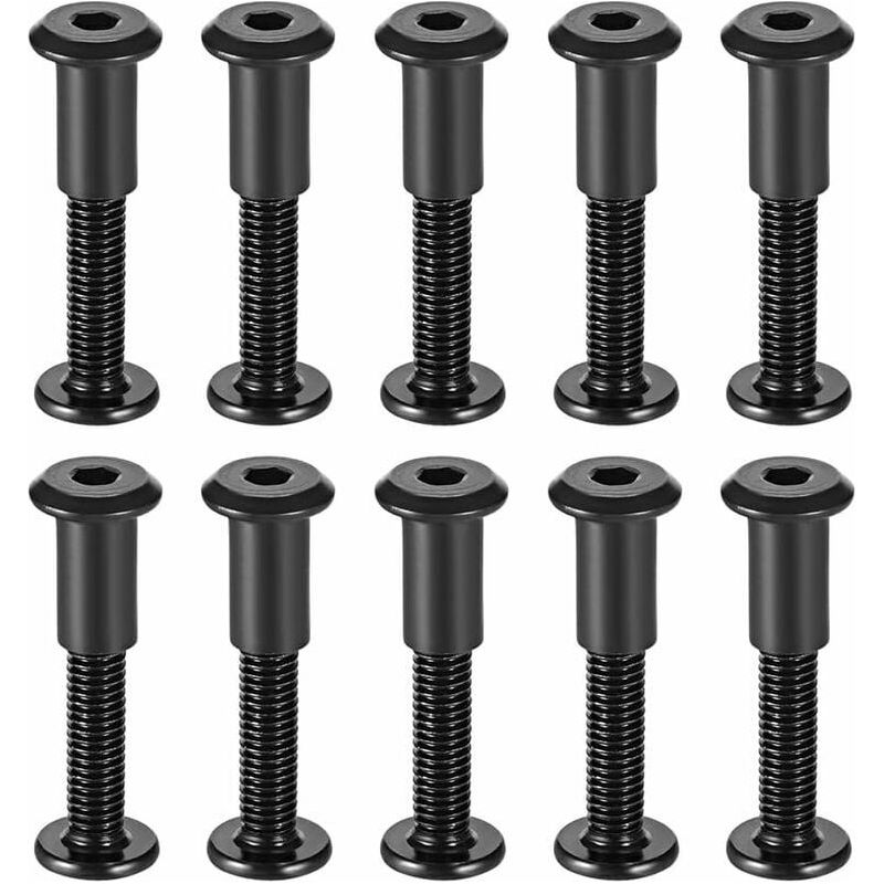 Inhhub 10er-pack Befestigungsschrauben Für 8-mm-löcher, Außengewinde M6 X 35 Mm, Gürtelschnallen, Befestigungsschrauben Aus Leder Und Kohlenstoffstahl, Schwarz - Inhhub