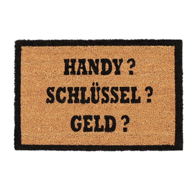 Relaxdays - Kokosmatte Alles Dabei, Fußmatte Aus Kokosfasern, Rutschfeste Türmatte, Handy, 40x60cm, Natur/schwarz