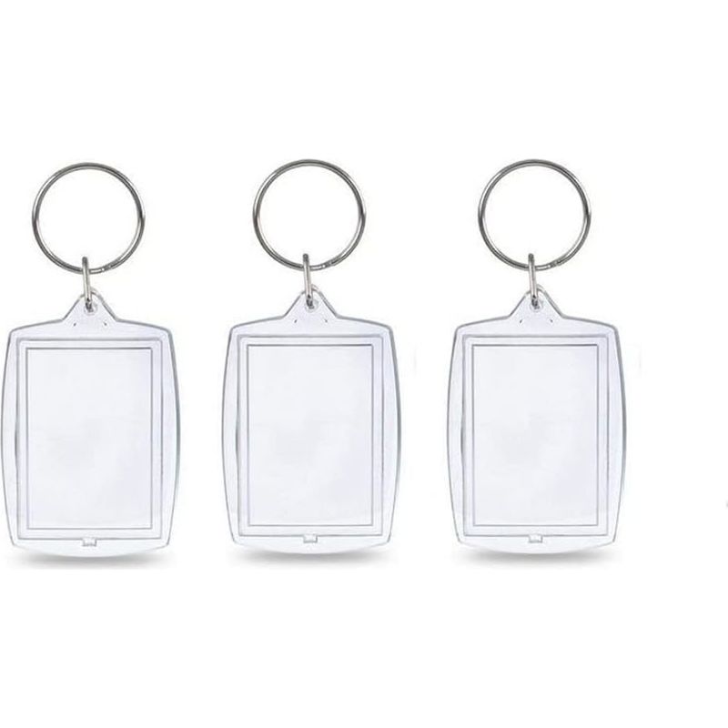 50 Leere, Transparente Acryl-fotorahmen Mit Metallschlaufe Zur Herstellung Individuell Gestaltbarer, Gebogener Schlüsselanhänger, Vorder- Und Rückseite Personalisierbar
