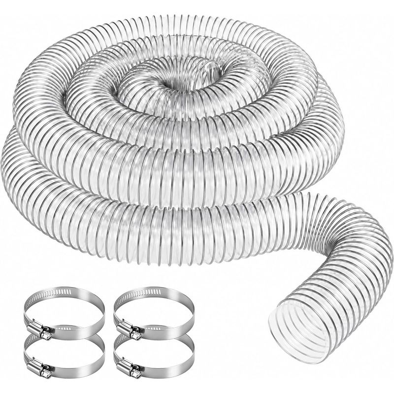 50-mm-saugrohr, Transparenter Pvc-staubschlauch, Teichschlauch, Flexibler Saugschlauch Für Nass-/trockensauger, Teichpumpe, Werkstattsauger Und Mehr