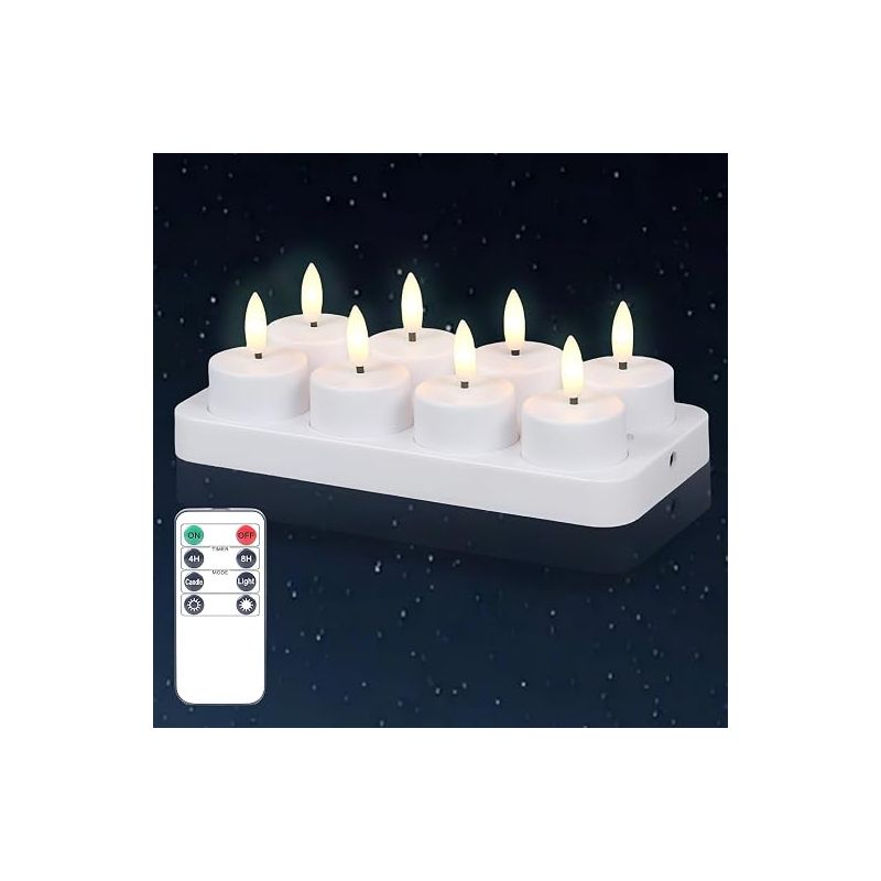 Led-teelichter Mit Timer – Wiederaufladbare Teelichter Mit Fernbedienung Und Ladestation Für Wohnzimmer, Hochzeiten Und Weihnachtsdekoration