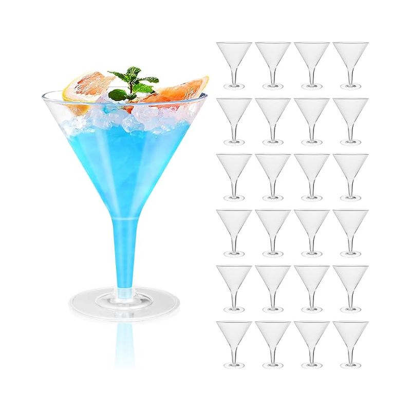 Martinigläser Aus Kunststoff – 200 Ml Wiederverwendbare, Transparente Champagnergläser Mit Stiel, Dessertgläser Für Geburtstage Und Partys