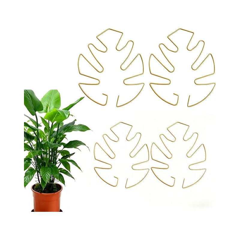 Monstera-blattstütze, Goldfarbene Metallstütze Für Kletterpflanzen Und Blütenpflanzen